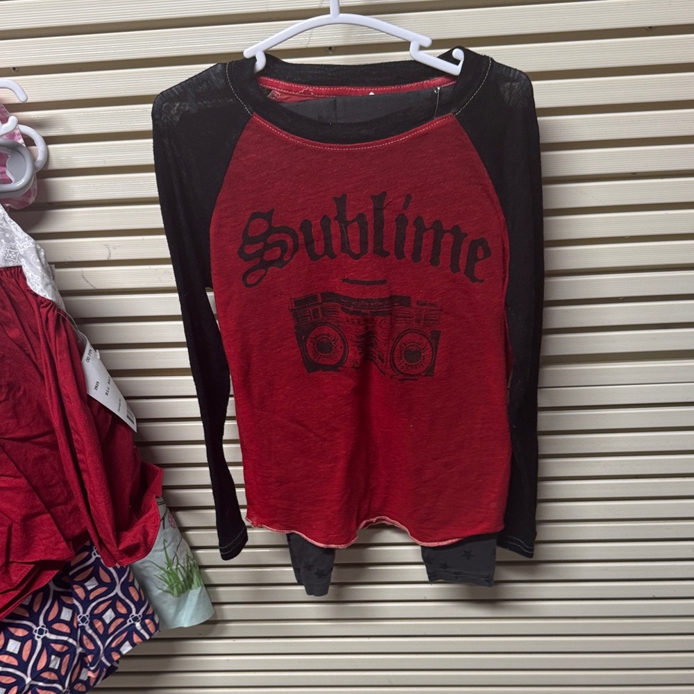 Kids Raglan Shirt - Red and Black Sublime